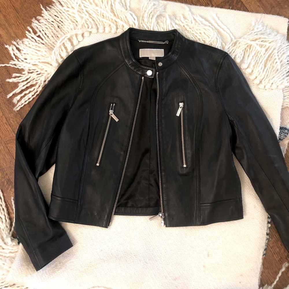 Michael Kors Leather Moto Jacket - Size L